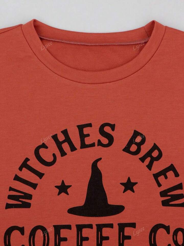 Halloween Casual Women's Round Neck Fashion Long Sleeve Letter Print Sweatshirt