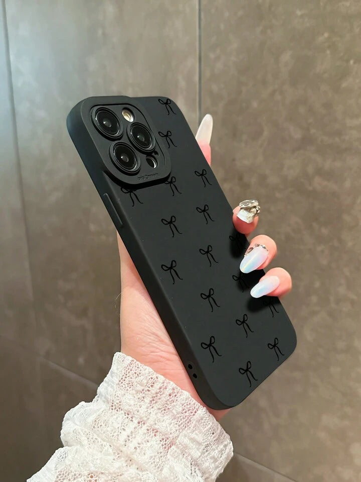 Black Bow Knot Style Shockproof Phone Case Suitable For IPhone 16 Pro Max, 14, 13, 12, 11 Pro Max, XS Max, X, XR, 8, 7 Plus, Mini, Ideal As Birthday Gift For Girlfriend, Boyfriend Or Self-Use Waterproof Anti-Fall Scratch Resistant