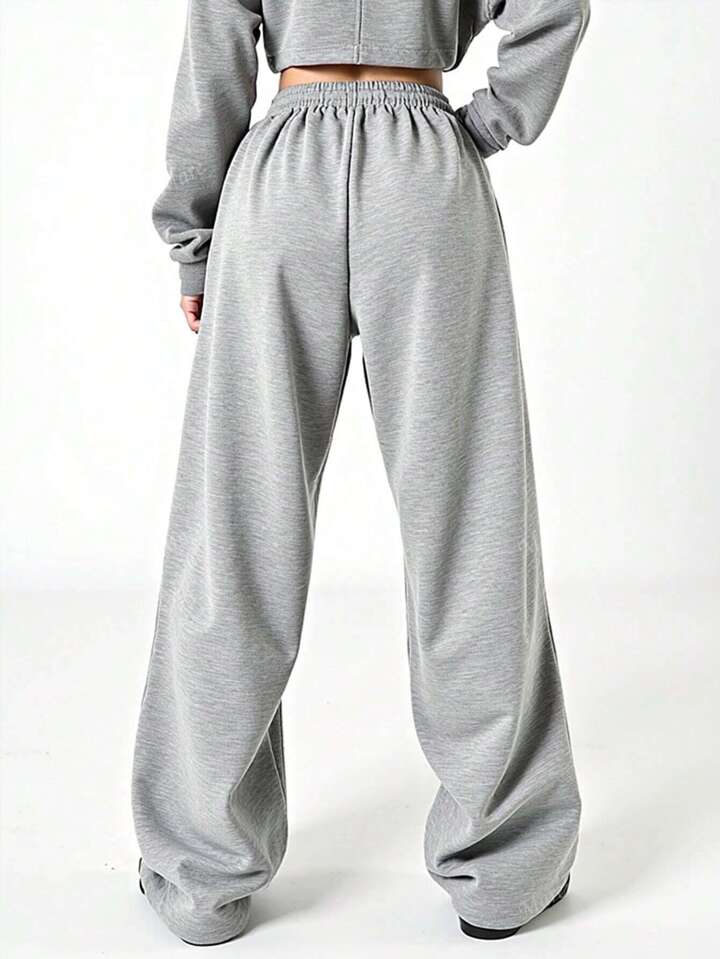 Tween Girls Basic Grey Casual Sweatpants, Butterfly Print Y2K Relaxed Fit