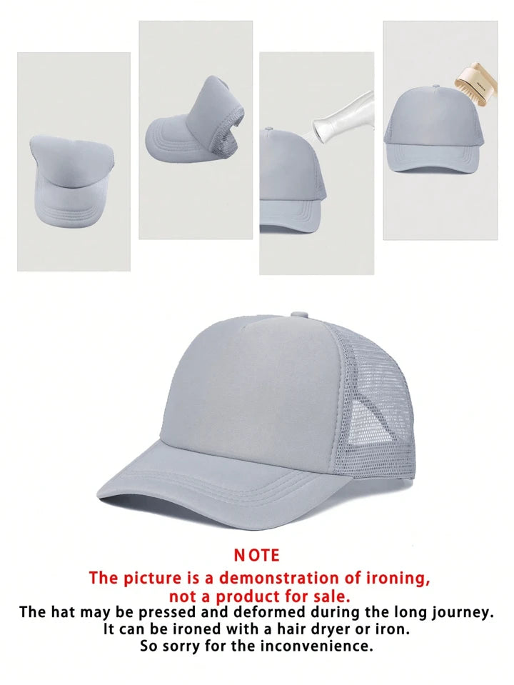 1pc Unisex Lettering EASY Game Day Baseball Cap, Adjustable Outdoor Sun Hat, Spring And Autumn, Travel, Beach Vacation, Sports, Y2k Style, Dad Hat, Mesh Breathable Trucker Hat, Best Holiday Gift