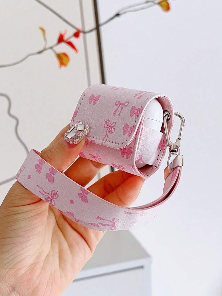Pink Heart Bowknot Leather Protective Case For 4, Flip Cover For Pro 2, Apple Wireless Bluetooth Earphones 1/3, Full Body Case