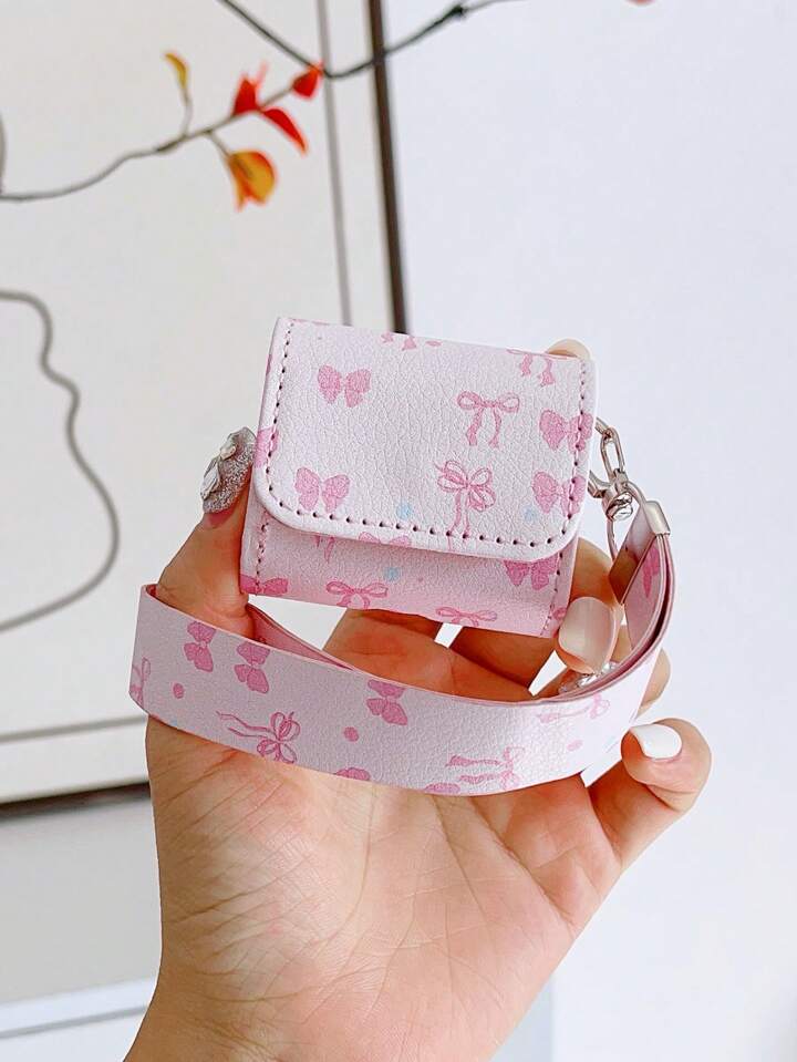 Pink Heart Bowknot Leather Protective Case For 4, Flip Cover For Pro 2, Apple Wireless Bluetooth Earphones 1/3, Full Body Case