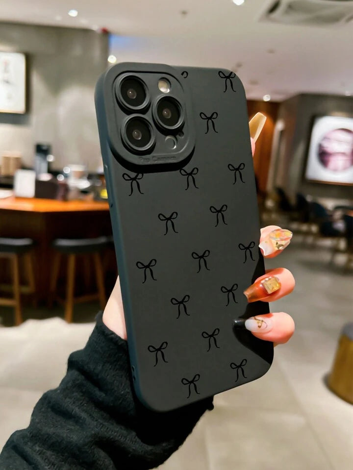 Black Bow Knot Style Shockproof Phone Case Suitable For IPhone 16 Pro Max, 14, 13, 12, 11 Pro Max, XS Max, X, XR, 8, 7 Plus, Mini, Ideal As Birthday Gift For Girlfriend, Boyfriend Or Self-Use Waterproof Anti-Fall Scratch Resistant